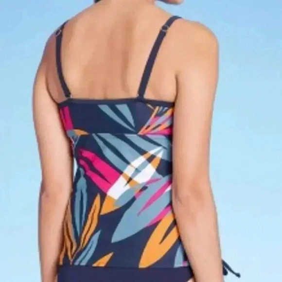 2/$30 Kona Sol Medium Tankini Tropical Top Blue Fuschia Orange Swim Top Swim - Picture 3 of 12